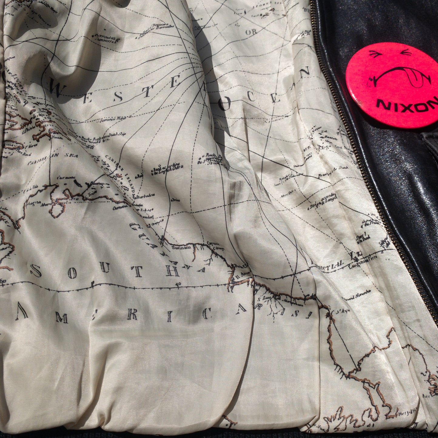leather jacket with map lining (L-2XL)
