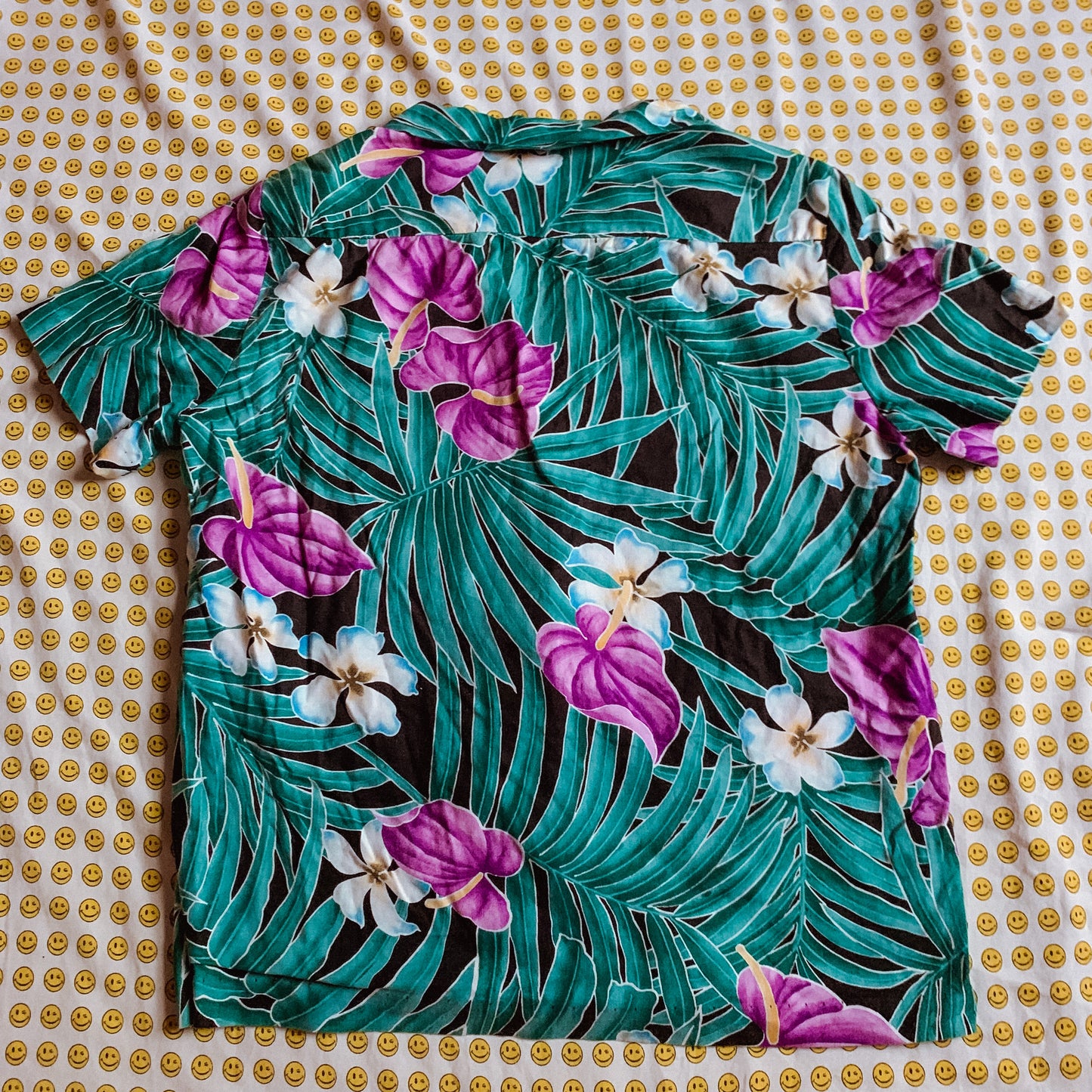 70's/80's green + purple hawaiian shirt (S-L)