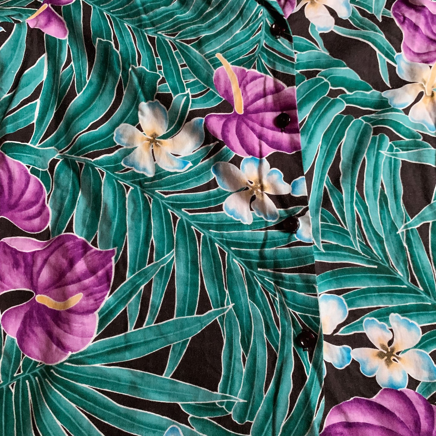 70's/80's green + purple hawaiian shirt (S-L)