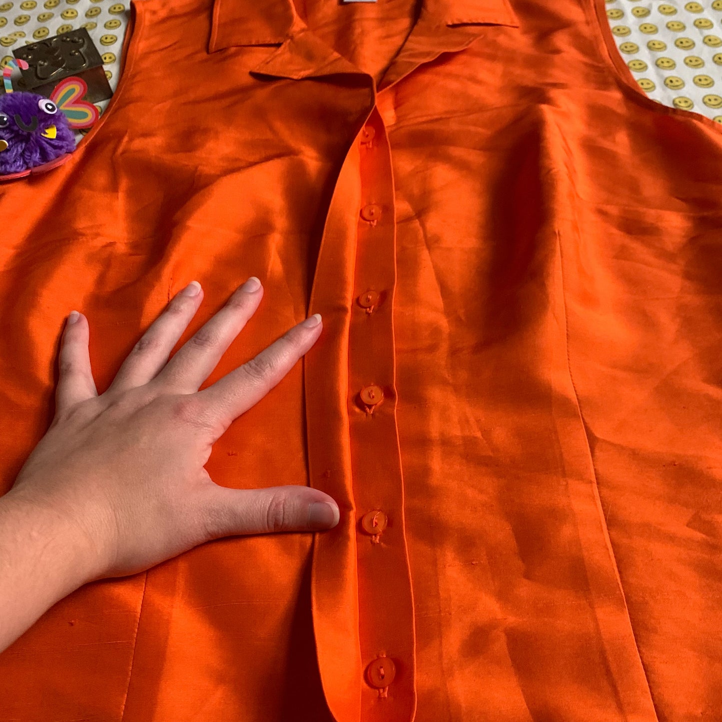 90’s orange silk tank top (S-M)