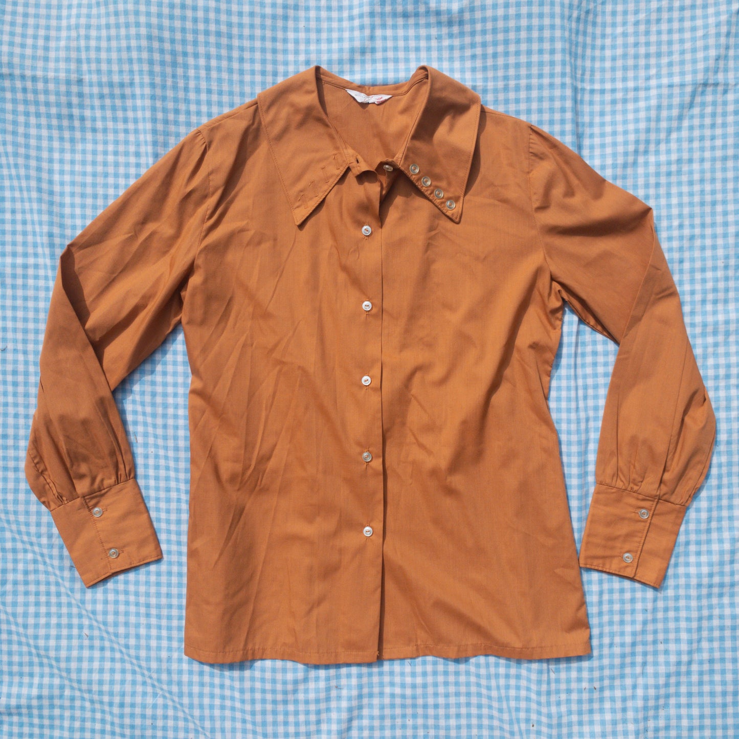 burnt sienna button down with giant collar (M/L)