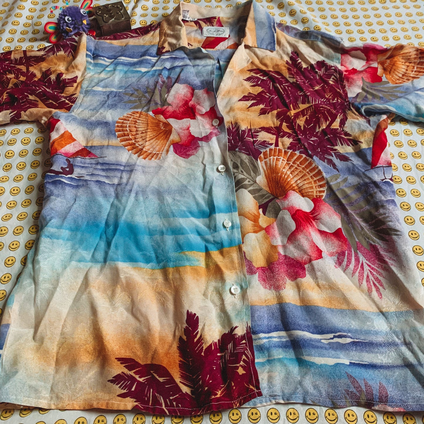70’s silk beach button up (S-L)