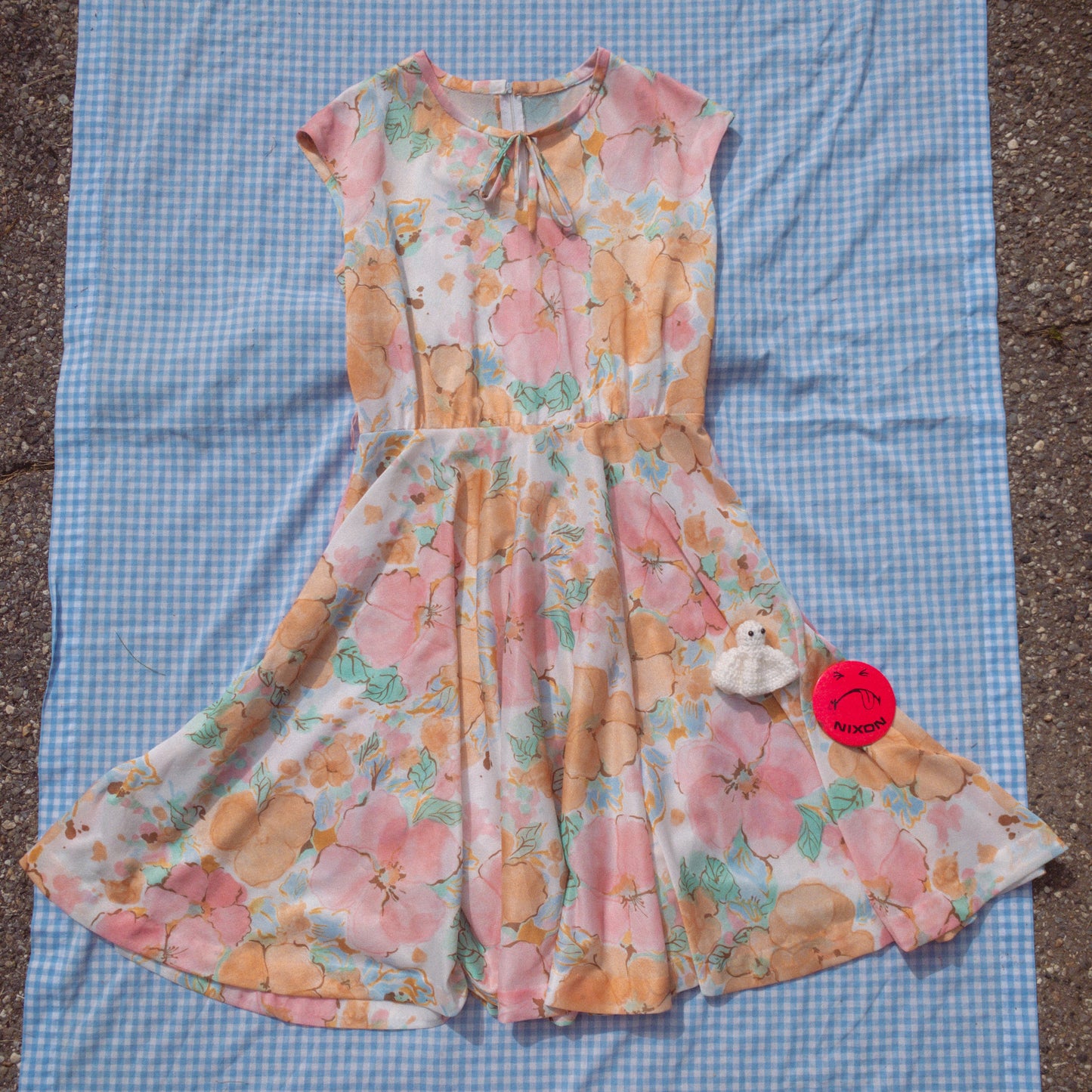 sheer floral micro mesh dress (M/L)