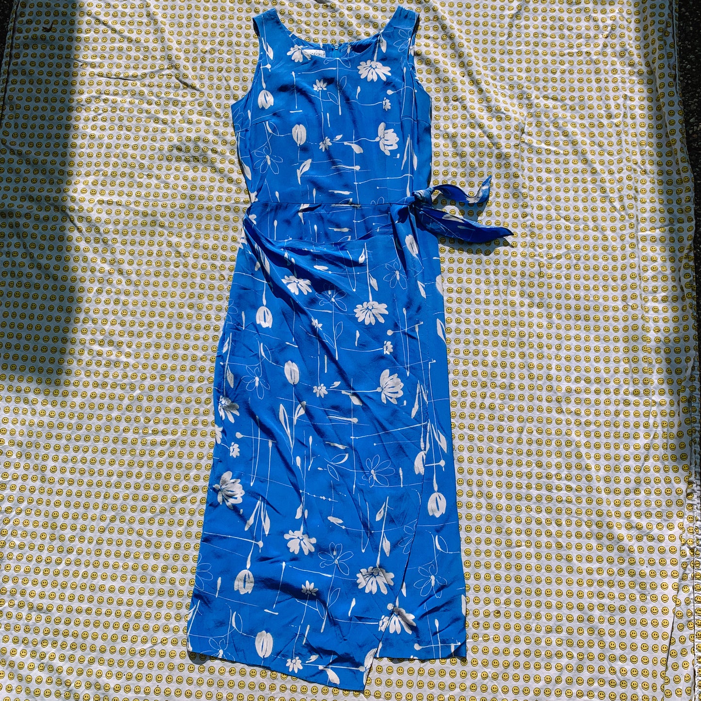 paint me blue skies silk dress (M)