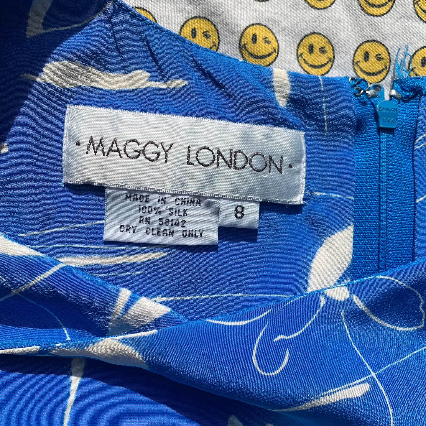 paint me blue skies silk dress (M)