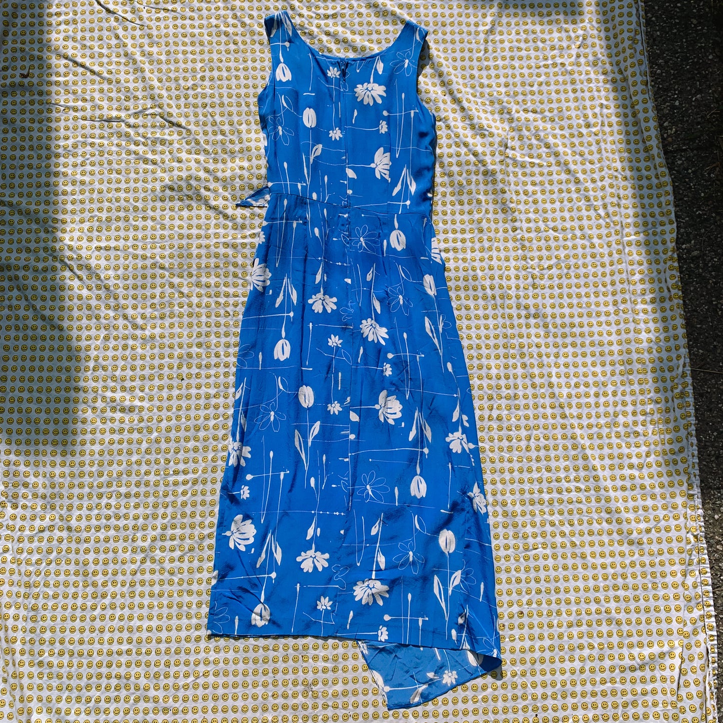 paint me blue skies silk dress (M)