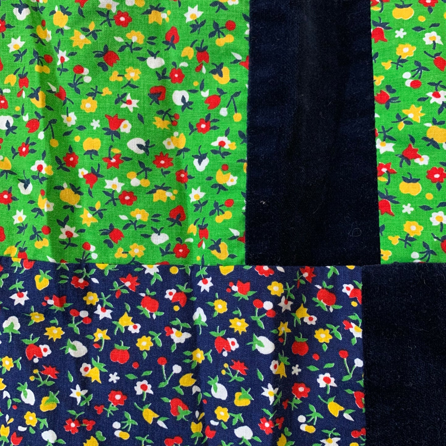 velvet patchwork maxi skirt (XS) + matching purse