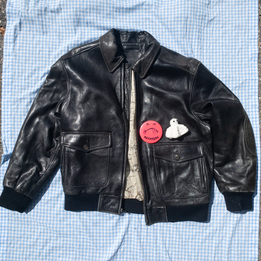 leather jacket with map lining (L-2XL)