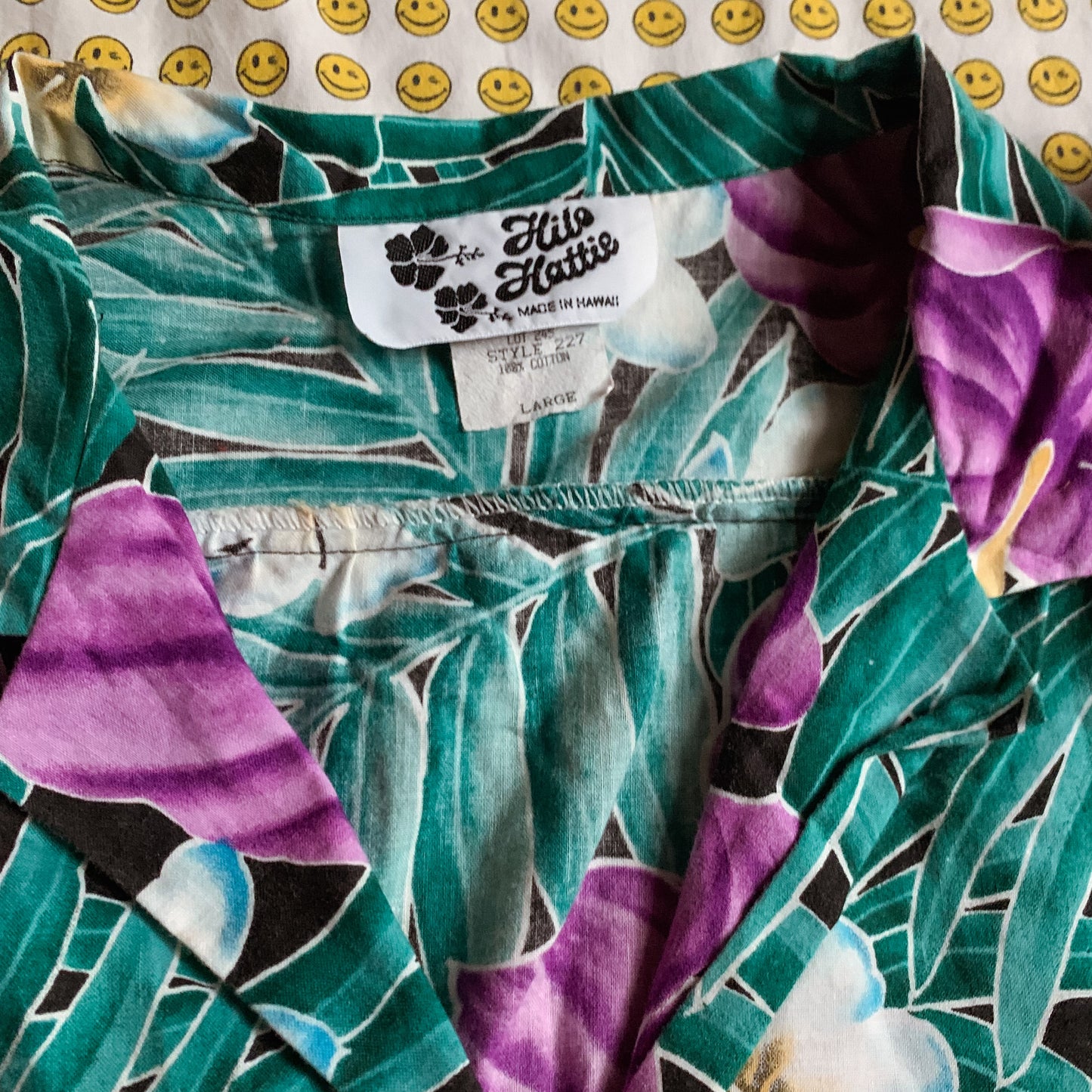 70's/80's green + purple hawaiian shirt (S-L)