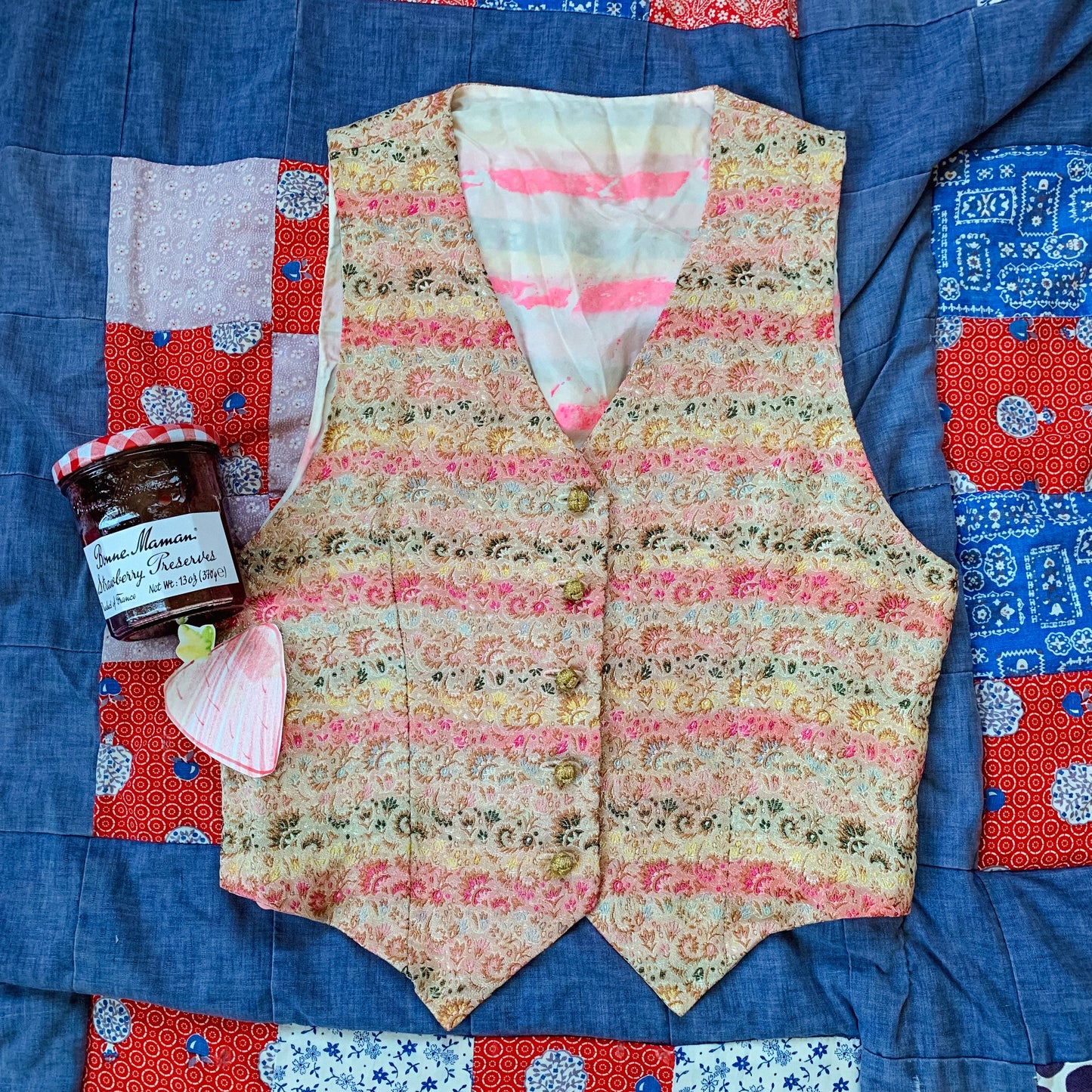 sparkly rainbow silk vest (XS)